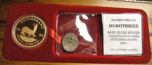 Year 2000 1OZ GOLD KRUGERRAND with 2000 year old Celtic Coin.