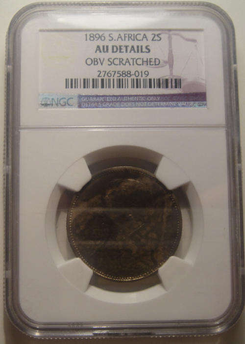 1896 Two-Shilling (2/-) Paul Kruger ZAR : NGC Graded AU details