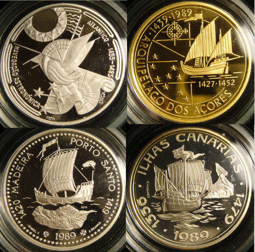 Prestige Portuguese Proof Set : 1990 (The Atlantic Conquest) :  Gold, Silver, Platinum & Palladium C