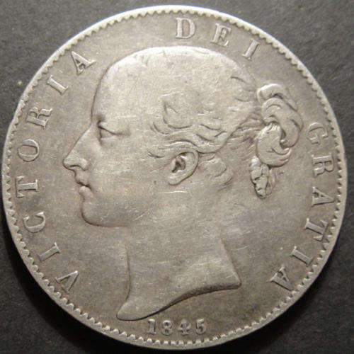 Great Britain : Victorian Silver Crown (5/-) Young Head of 1845