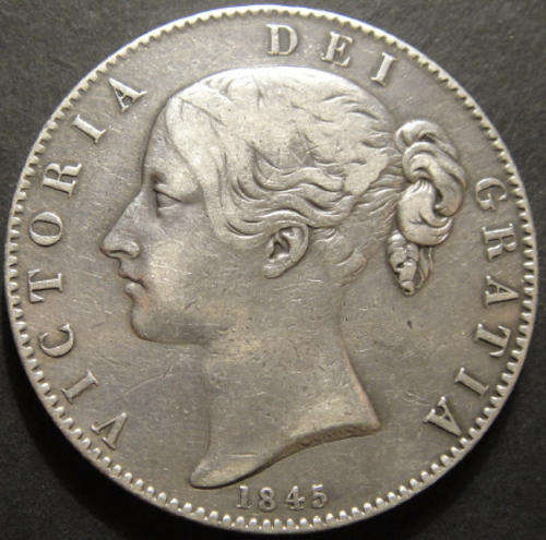 Great Britain : Victorian Silver Crown (5/-) Young Head 1845