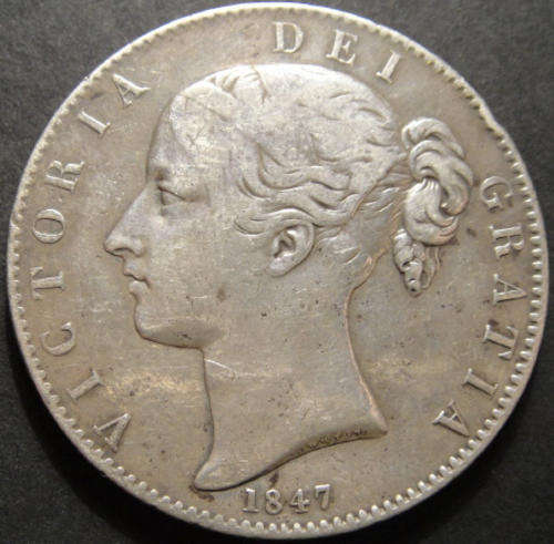 Great Britain : Victorian Silver Crown (5/-) Young Head 1847