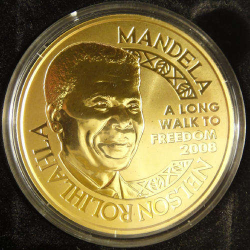 Mint of Norway: Two Ounce (2 OZ) GOLD Medallion of Nelson Mandela / Robben Island