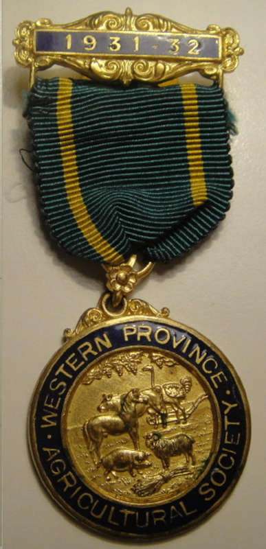Western Province Agricultural Society Medal : 1931-1932
