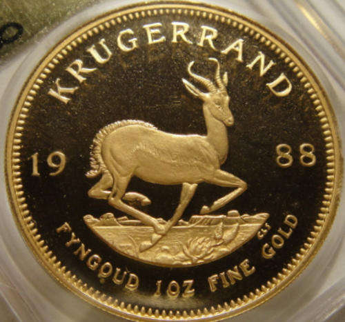Gold Proof ONE OUNCE (1 Oz) Krugerrand : Certified by the SAGCE : 1988