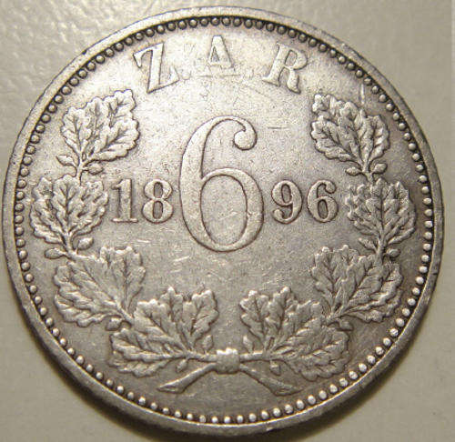 1896 Sixpence (6d) : Paul Kruger ZAR