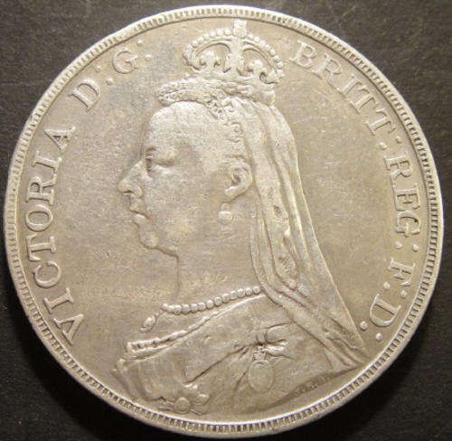 Great Britain : Sterling SILVER CROWN  (5/-) : Victoria (Jubilee Head) dated 1888