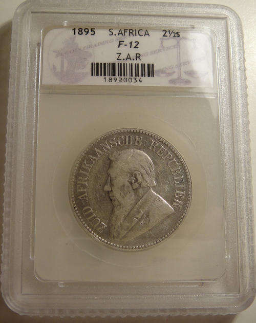 SACGS Graded : Paul Kruger ZAR Half Crown of 1895 : F12