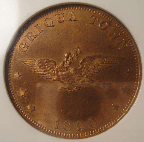 1890 GRIQUATOWN Penny : NGC Graded PF63 RB (Dated)