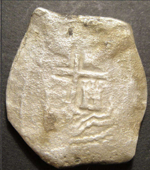 Spanish Cob (Piece-of-Eight) recovered from the Joanna shipwreck (1682)