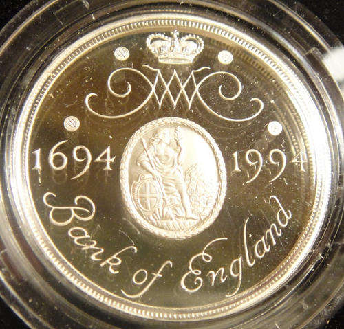 Great Britain : Sterling Silver Proof Two-Pound : Tercentenary Bank of England  (1994)