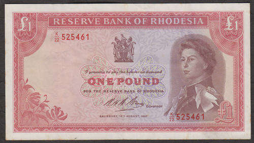 Rhodesia : One Pound : Salisbury : 18 August 1967