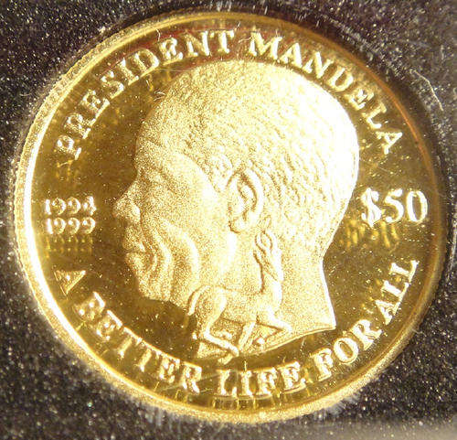 24ct GOLD Tenth Ounce Sierra Leone 50 Dollar : Nelson Mandela Commemorative