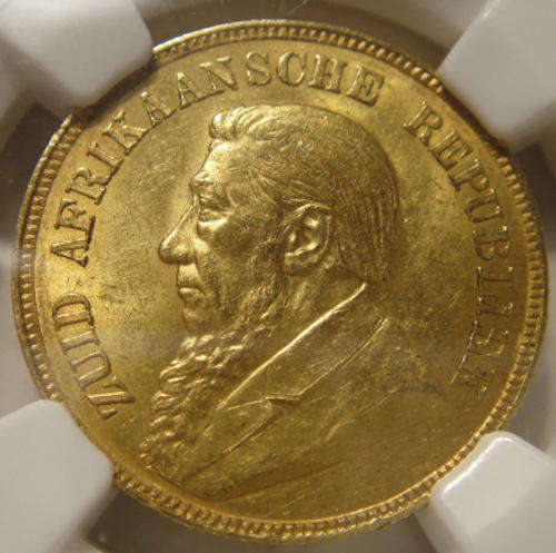 1898 GOLD Pond : Paul Kruger ZAR (NGC Graded MS62)