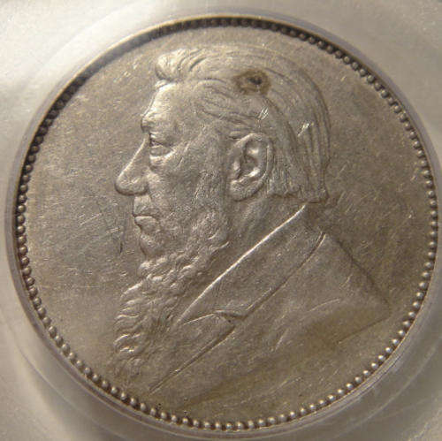 1892 Shilling (1/-) : Paul Kruger ZAR (PCGS Graded AU53)