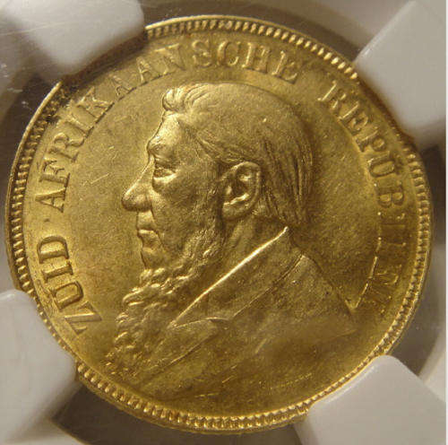 1898 GOLD Pond : Paul Kruger ZAR (NGC Graded MS61)