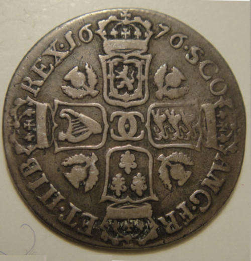 Scottish Half-Merk (Silver 1/8 Dollar) of Charles II dated 1676 (Scarce)