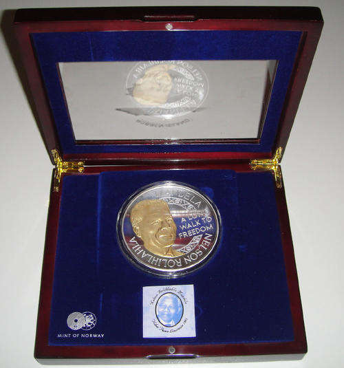 Norway Mint : Nelson Mandela Medal (2010 ): Robben Island: ONE KILOGRAM of SILVER