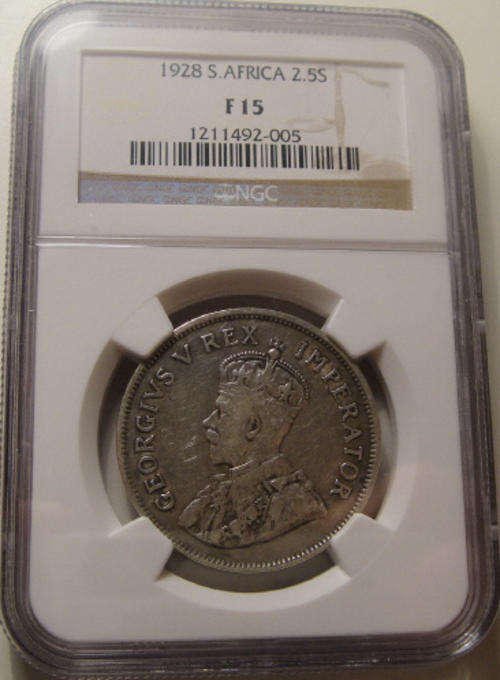 1928 Half Crown (2/6-) : Union of South Africa : NGC graded F15