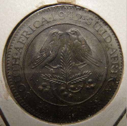 1942 Farthing (Quarter Penny) : Black Variety:  Union of South Africa : MINT STATE