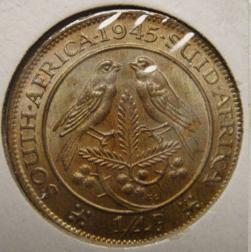 1945 Farthing (Quarter Penny) : Union of South Africa : MINT STATE