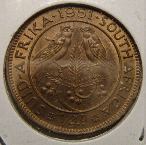 1951 Farthing (Quarter Penny) : Union of South Africa : MINT STATE