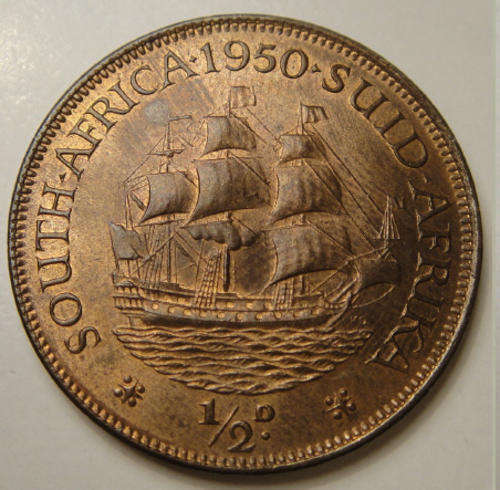1950 Half Penny : Union of South Africa (MINT STATE)