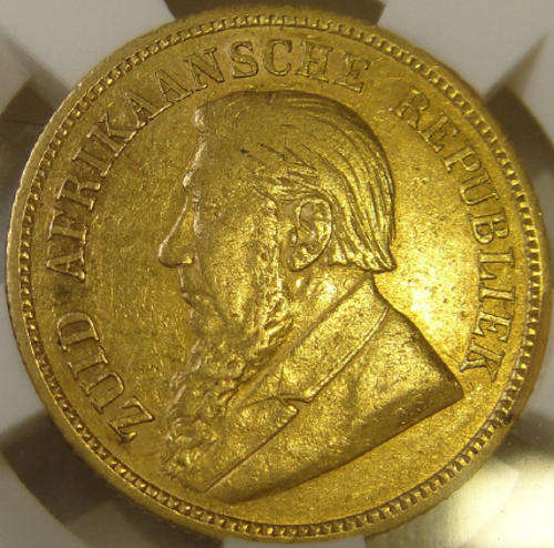 1892 GOLD HALF POND : Paul Kruger ZAR : Sangs Graded VF35
