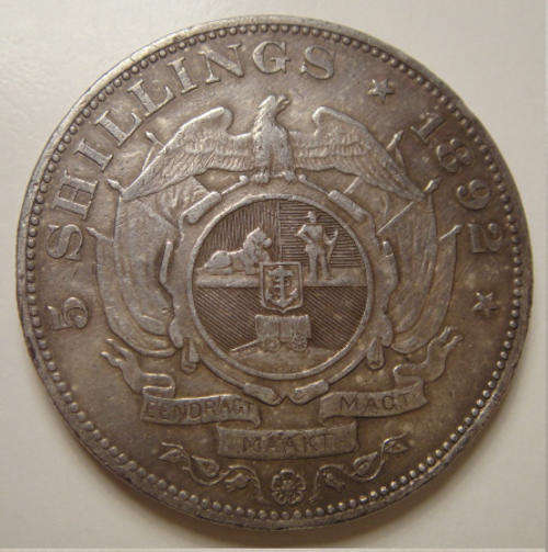 1892 Paul Kruger ZAR Single Shaft CROWN (Five Shilling)