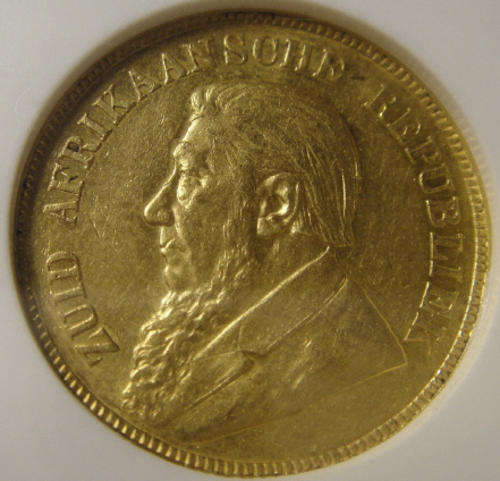 1898 GOLD Pond: Paul Kruger ZAR : NGC graded AU58