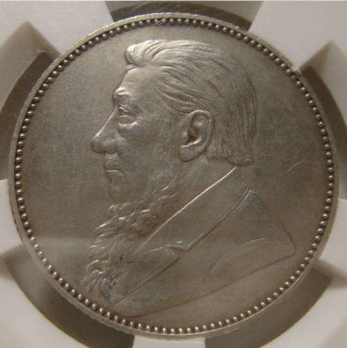 1892 Shilling (1/-) : Paul Kruger ZAR : Sangs graded AU58