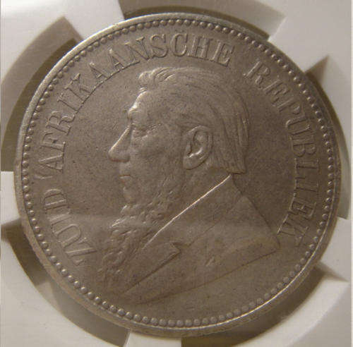 1895 Half Crown (2/6-) : Paul Kruger ZAR : Sangs graded XF45