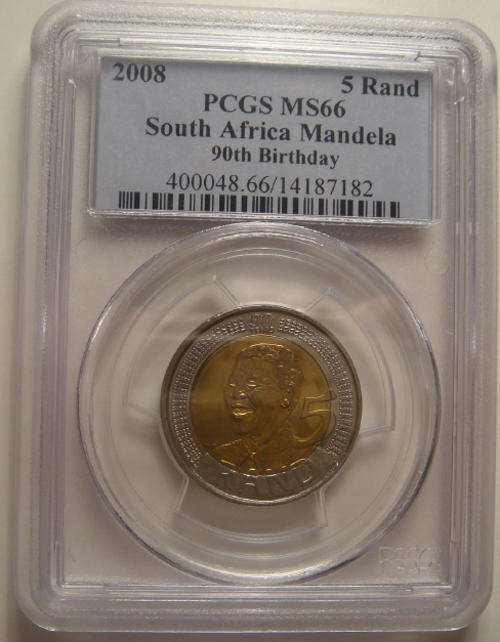 2008 Nelson Mandela 90th Birthday R5 : PCGS Graded MS66