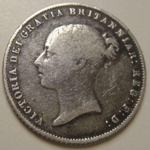 Great Britain : STERLING SILVER Sixpence (6d) of Queen Victoria dated 1859