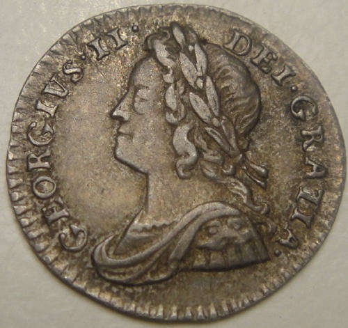 Great Britain : Silver One Penny of King George II dated 1743