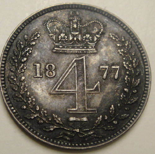 Great Britain : Sterling Silver Groat (4 Pence) of 1877