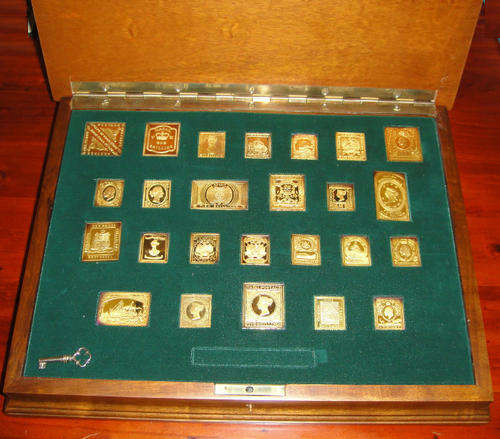 South African Stamp Heritage : Gold Gilded Sterling Silver Medallion Set