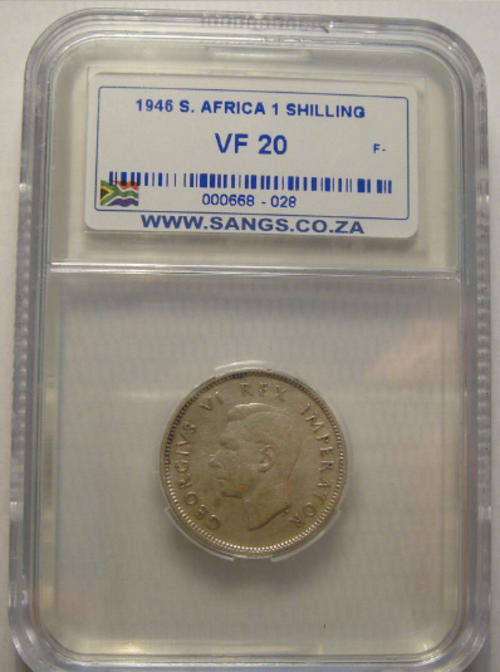 1946 Shilling (1/-) : SA Union : Sangs graded VF 20 (SCARCE DATE)