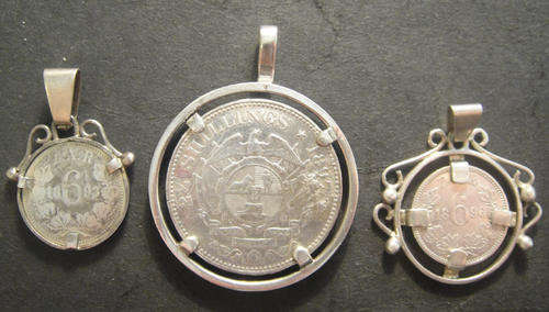 Three Sterling Silver Paul Kruger Z.A.R. Pendants