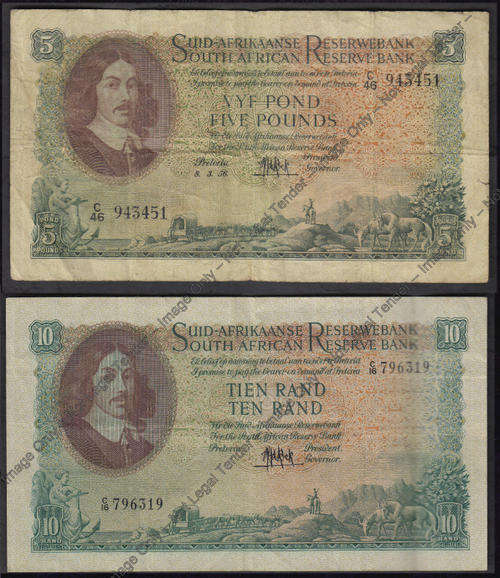 M.H. de Kock : Five Pound and R10 set (Union & Republic of South Africa)