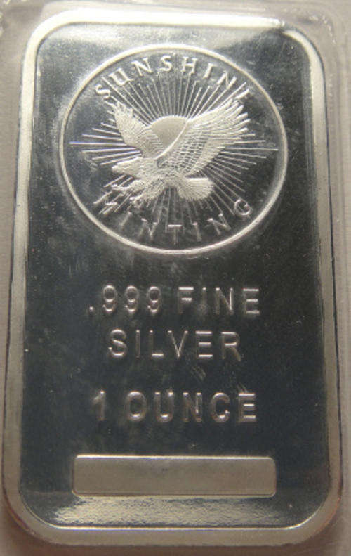 99.9% PURE SILVER BAR  : One Ounce (31.1 grams)