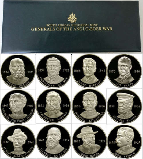 Collection of 12 Sterling Silver Medals: Generals of the Anglo-Boer War
