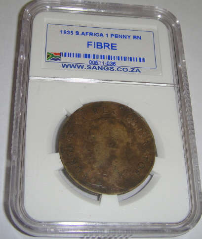 FIBRE 1938 Half Crown (2/6-) : Union of South Africa : Sangs slabbed