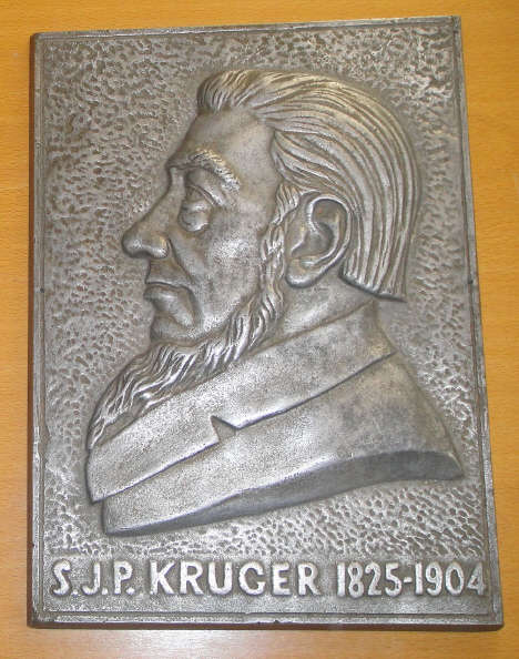 President S.J.P. Kruger 1825-1904  : Heavy White Metal Plaque