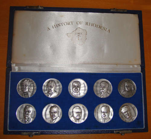 A History of Rhodesia : Ten Sterling SILVER Medals issued in 1967