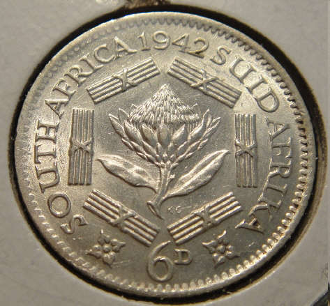 1942 Sixpence (6d) : Union of South Africa
