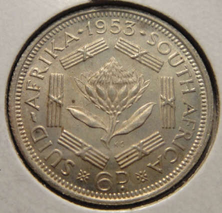 1953 Sixpence (6d) : Union of South Africa