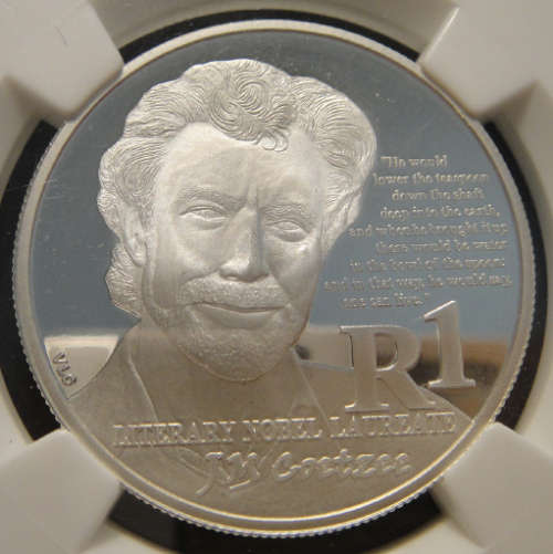 2011 Protea Silver R1:  JM Coetzee : NGC graded a PERFECT PF70 Ultra Cameo