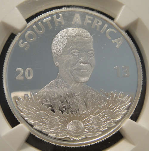 2013 Protea Silver R1:  Nelson Mandela (Mohekezweni) : NGC graded a PERFECT PF70 Ultra Cameo