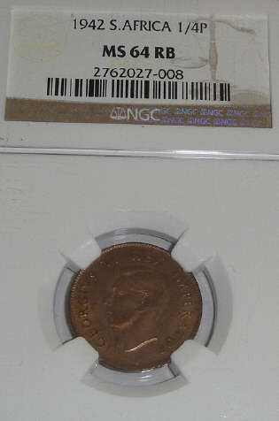1933 Half Penny: Union of South Africa: NGC graded AU58 BN (almost MINT STATE)
